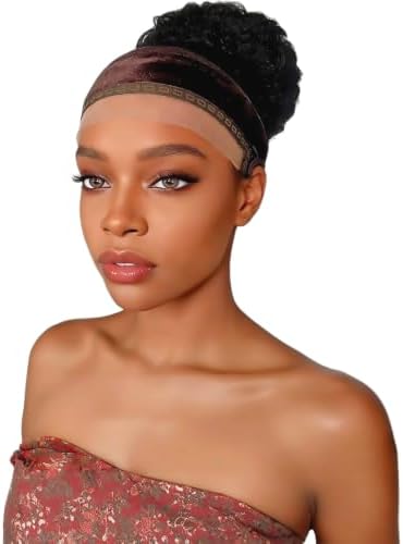 Lace Wig Grip Band with Ear Cut Out for Women Adjustable Velvet Wig Grip Band for Glueless Wig, Wig Band with Non-Slip Silicone Strip Natural Lace Edge (Brown) by PrudenpHair