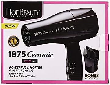 Hot Beauty 1875 Ceramic Hair Dryer, Powerful Fast Drying, Multi-Setting with Comb Attachment, Additional Detangler Included, Slide Bar Switch, Compact for Home & Travel (Black) - Image 6