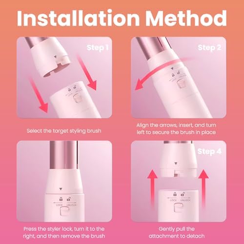 5-in-1 Blow Dryer Brush Set Pink, Ionic Hot Air Brush with Ceramic Tourmaline Metal Curling Barrels, Volumizer Straightener Hair Dryer for All Hair Types Travel Friendly — Aura Luxe - Image 3