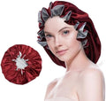 Silk Bonnet for Sleeping Satin Bonnets Double Layer Reversible Hair Cap Bonnet for Women Long Curly Braid Hair (Crimson) by BeutyMe