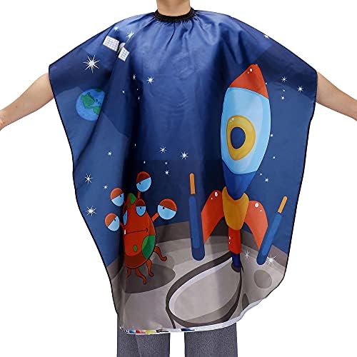 Kids Haircut Cape, Hair Cutting Cape for Kids & Adults - Professional Waterproof Barber Cape Salon Cape Cloak for Hair Stylist (Space Rocket) - Image 3
