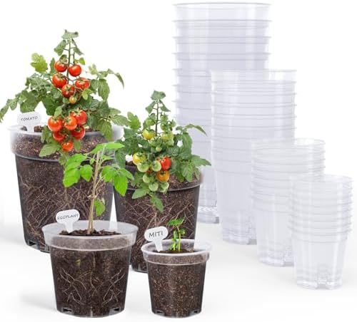 homenote 3/4/5/6.7 Inch Clear PP Nursery Pots with Drainage Holes (36 Pcs) by HOMENOTE