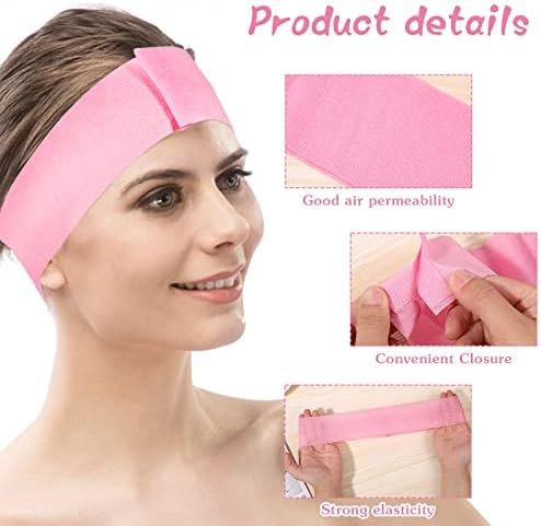 Pimoys 30 Count Disposable Headbands for Facials, Women's Skincare, Makeup, Bath, Sport, White, Black, Pink - Image 4