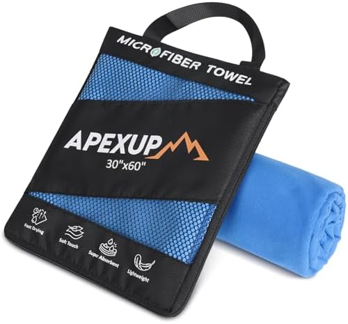 APEXUP Microfiber Travel Towel, Ultra Absorbent Quick Dry Towels, Lightweight Gym Sports Camping Towel for Workout, Yoga, Beach, Shower, Swimming (60"×30", Blue) by APEXUP
