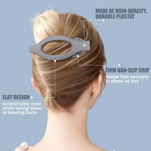 Flat Hair Clips for Women - 6 PCS French Flat Claw Clips Medium Hair Clips for Girls Large Hair Claw Clips for Thick or Thin Hair Strong Hold No Slip Hair Accessories for women (Brown Grey) - Image 5