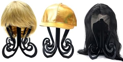 Plastic 3PCS Wig Stand,Black Wig Head Stand,Easy to Assemble Wig Stand Holder,Wig Holder Display Stand,Beanie Display Stand,Hat Stand 11.61 Inch high - Image 2