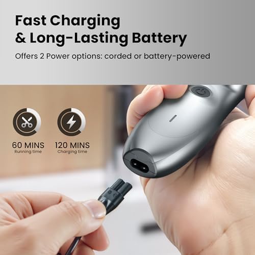 Hair Clippers for Men, Cordless Hair Clipper Kit, Adjustable 4 Length Setting, 2-Speed Settings, Replaceable Ceramic Blade Heads, Rechargeable Hair Clippers for Family (Grey) - Image 5