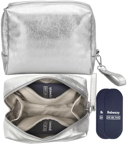 Insulated Cooling Makeup Bag with 2 Reusable Ice Packs (Medium) by Babeezy
