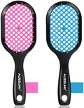 Vented Detangling Hair Brush - 2 Pack Detangler Hairbrush for Effortless Tangle Removal - Ultra-Soft Bristles -For Natural Curly Straight Wet Dry Damaged Hair for Women Men Kids - Blue & Pink by Aussumy