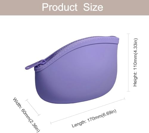 Small Makeup Bag Premium Silicone Purse Bag Multifunctional Essential Bag Zipper Pouch Water and Heat Resistant (Purple) - Image 5