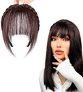 Wig with Bangs and Sideburns Trendy Braided Headband Hair Accessories Braid Headband for Women Hair Extensions Bangs Girls Braided Wigs (Dark Brown) by PANGHUDM