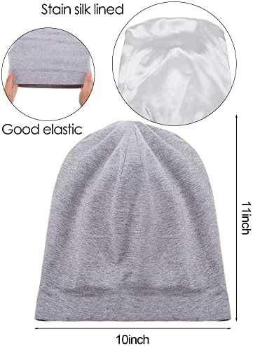 SATINIOR 4 Pieces Satin Lined Sleep Cap Silk Bonnet for Sleeping Women, Silk Hair Wrap Slouch Beanie Hat - Image 2