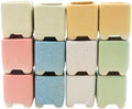 12-Pack 1.6" Modern Square Succulent Pots with Large Drainage Hole - Rustic Morandi Stone Textured Ceramic Planters, Mini Pots for Air Plants, Fairy Gardens (Mixed Color) by Unknown