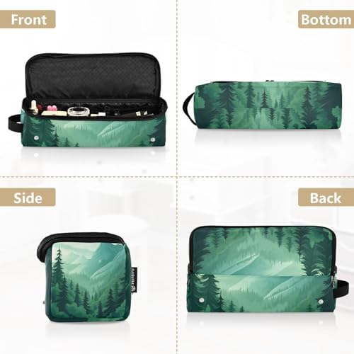 Hair Tools Travel Bag with Heat Resistant Mat Detachable 2-in-1 Curling Iron Travel Case Hot Tools Organizer for Straightener Flat Iron Mountain Forest Trees Green 02 - Image 5