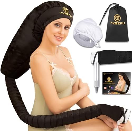 Bonnet Hair Dryer, Hooded Hair Dryer Attachment, Dryer Hooded Diffuser Cap for Curly,Speeds Up Drying Time, Safety Deep Conditioning At Home(Black) by YXBZPU