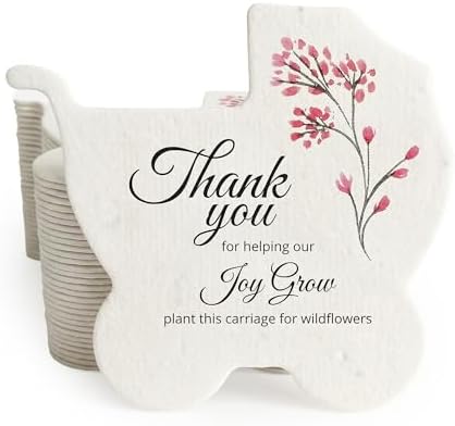 24 Pink Carriage-Shaped Gift Wrap Tags with Wildflower Seeds by SeedBloom