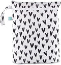 Bumkins Waterproof Wet Dry Bag for Baby, Travel, Swim Suit, Cloth Diapers, Pump Parts, Pool, Beach, Gym Clothes, Toiletry, Hook to Stroller, Daycare, Zipper Reusable Wetdry Packing Pouch, Black Hearts by Bumkins