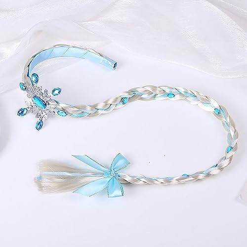 Long Braided Wig Princess Hairpiece Girls Cosplay Headband Hair Halloween Dess up Accessories for Girls (D) - Image 3