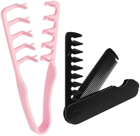 2 Pack Texture Styling Comb, Wide Tooth Volumizing, ABS, Black Pink by Qjaiune