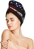American Flag Hair Towel Wrap, Absorbent Hair Drying Towel, Microfiber Hair Drying Cap Turban For Drying Curly Long Thick Hair by DecorateYourLife