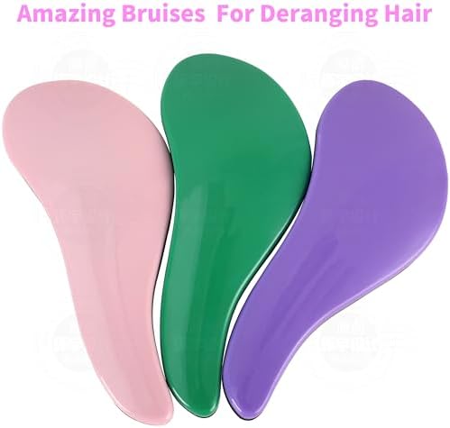 79STYLE 3pcs Detangler Brush Tangle Free Hair Brushes For Kids Knot Free No Pain Detangling Kids Hair Brush Combs For Curly Fine Hair (Size 7.4 Inch -Purple) - Image 2
