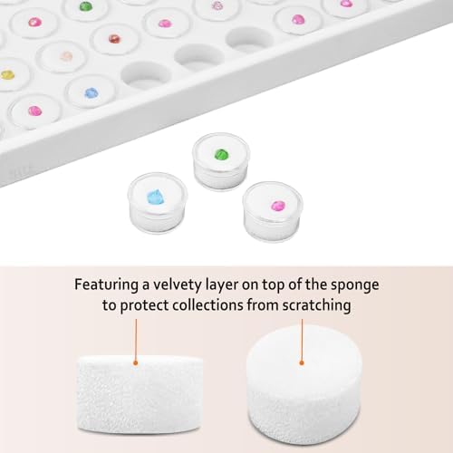 Ikee Design 50 White Foam Gem and Bead Storage Jars Stackable Display Tray - Image 3
