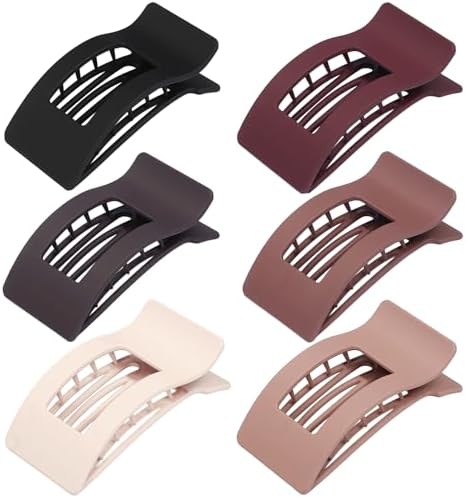 French Flat Hair Clips for Women 6pcs Hair Claw Clips for Thick or Thin Hair Matte Claw Clips for Girls Barrettes Non-Slip Strong Hold Hair Accessories for Women (Brown Scarlet) - Image 2