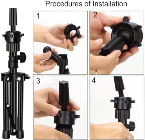 FUTAI Mini Adjustable Wig Stand Tripod Metal Holder for Mannequin Head Canvas Foam Head Hairdresser Practice Cosmetology Braiding Styling Salon Display - Image 2