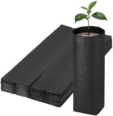 Fabric Grow Bags - 7x13.8 inches Breathable Black Seed Starter Plant Grow Bags for Seedling Pots, Nursery Pots for Plants, 50pcs by ENPOINT