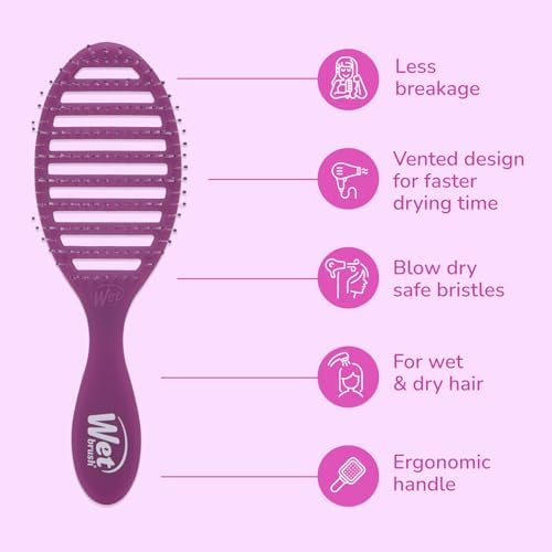 Wet Brush Speed Dry Hair Brush, Purple Frost - Vented Design & Soft HeatFlex Bristles Are Blow Dry Safe - Ergonomic Handle Manages Tangles - Pain-Free Hair Accessories - Image 4
