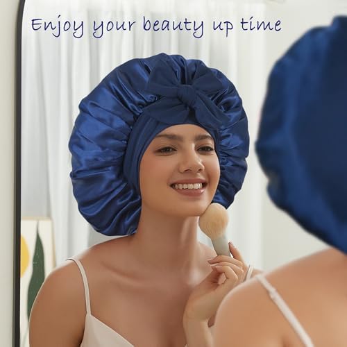 Satin Bonnet with Tie, Silk Hair Bonnets for Women for Sleeping - Image 5