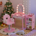 Toddler Vanity for 3 Year Old with 7 pcs Pretend Makeup Accessories, Pink by Callales