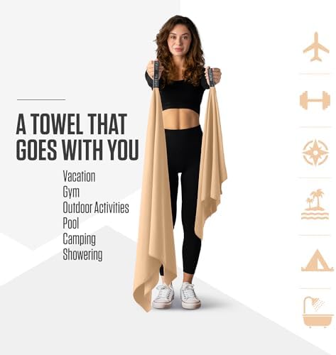 VENTURE 4TH Quick Dry Microfiber Towel for Camping & Gym - Beige Medium - Image 2