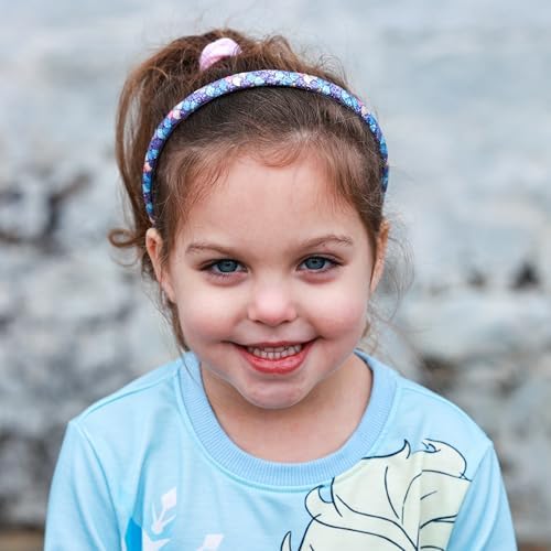 FROG SAC 6 Headbands for Girls - Thin Head Bands for Kids, Toddler Hair Band Accessories, Glitter Mermaid Floral Hairbands, Easter Basket Stocking Stuffers (Pink,Purple,Blue,Aqua,Green) - Image 6