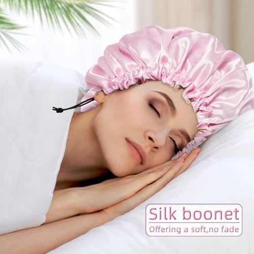 Edoneery Satin Bonnet for Sleeping Women, Double Layer Adjustable Sleep Cap - Image 3
