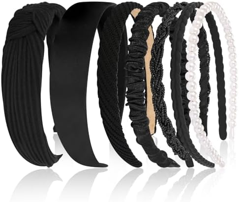 7 Pcs Headbands for Women Girls, Non Slip Cute Pearl Floral Padded Vintage Wide Fashion Multi-style Headbands for Girls by Unknown