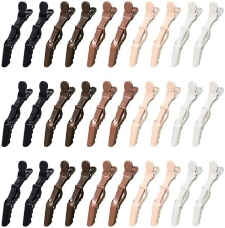 30 Pcs Alligator Hair Clip for Styling Sectioning - Salon Hair Clip for Thick Hair, Plastic Hair Styling Clip with Wide Teeth & Double-Hinged Design (Multicolored) by Unknown