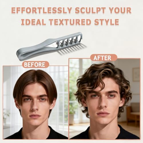 Texture Comb Men, 2 Pcs Root Lifting Volumizing Wide Tooth Styling Tool - Image 3