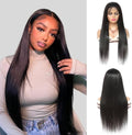 ALHER Small Cap Lace Front Wigs Human Hair Pre Plucked Straight 30 Inch, 13X4 Transparent Lace Frontal Wigs With Baby Hair 200% Density for Black Women, 12A Small Cap Size 21-21.5 Natural Black Wig by ALHERHumanHairWigsBundles