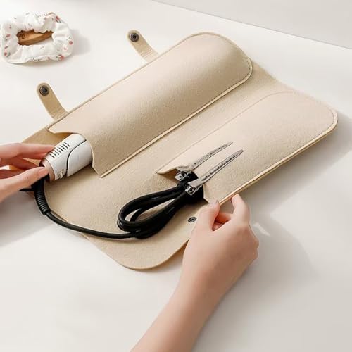 Heat Resistant Mat Travel Case Portable Travel Mat Cover for Hair Straightener, Flat Iron and Hot Hair Styling Tools,Khaki - Image 2