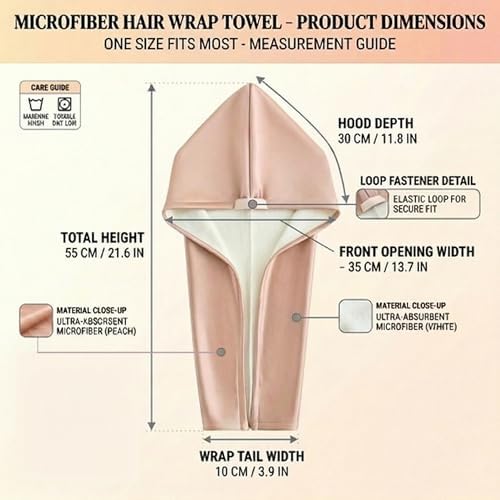 Microfiber Hair Towel Wrap, Satin Quick Dry Turban Women Long - Image 2