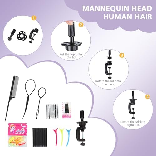 Mannequin Head 80% Human Hair 26-28" #4 for Braiding & Cosmetology - Image 7