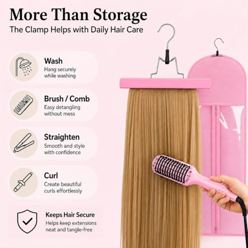 Hair Extension Holder - Wig Storage Bags with Hanger for Hair Extension Storage - Image 2