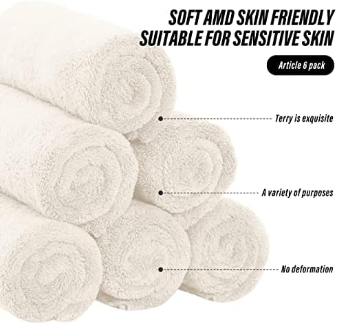 MOONQUEEN 6 Pack Premium Hand Towels - Quick Drying - Microfiber Coral Velvet Highly Absorbent Towels - Multipurpose Use as Hotel, Bathroom, Shower, Spa, Hand Towel 16 x 28 inches (Cream) - Image 7