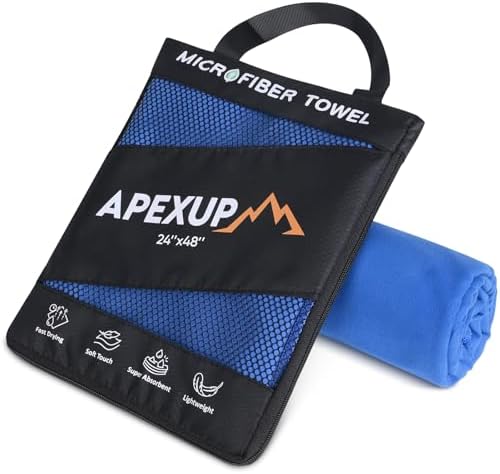 APEXUP Microfiber Travel Towel, Ultra Absorbent Quick Dry Towels, Lightweight Gym Sports Camping Towel for Workout, Yoga, Beach, Shower, Swimming (48"×24", Dark Blue) by APEXUP