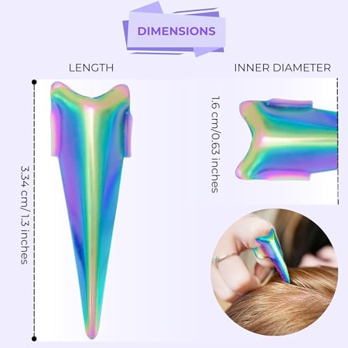 SIVOTE 2PC Pro Hair Parting & Sectioning Tool Set - Stainless Steel Straight & Curved Hair Separator Rings for Precise Styling and Extensions (Multi Color) - Image 4