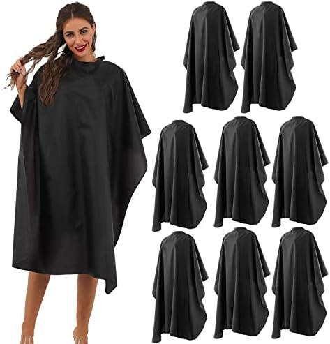 Black Barber Cape - Professional Nylon Waterproof Salon Cape, 59" x 47", 8 Pack by BSFHH
