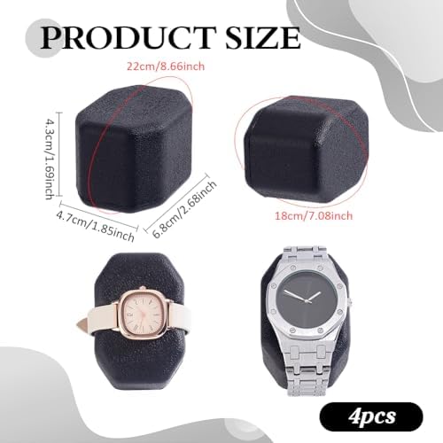 PH PandaHall 4pcs Watch Pillows, Black Watch Display Cushion Watch Winder Pillow Bracelet Organizer Bangle Jewellery Holder for Watch Box Retail Stores Exhibition Display Storage, 2.7"x1.9"x1.7" - Image 2