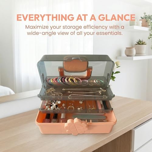 Pulseplay 3-Layer Hair Accseeories Organizer Box for Girls Portable Craft Organizers and Storage with Handle Multipurpose Plastic Storage Box for Hair Accessories,Jewery,Sewing,Art Supply,Nail - Image 3