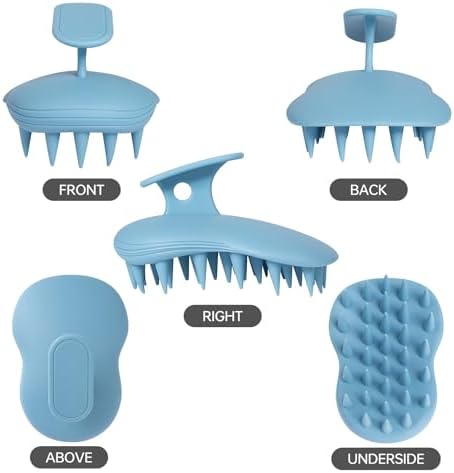 2pcs Shampoo Brush Hair Scalp Massager,100% Silicone Scalp Scrubber,Scalp Exfoliator for Stress Relax Hair Growth(Blue+Orange) - Image 6